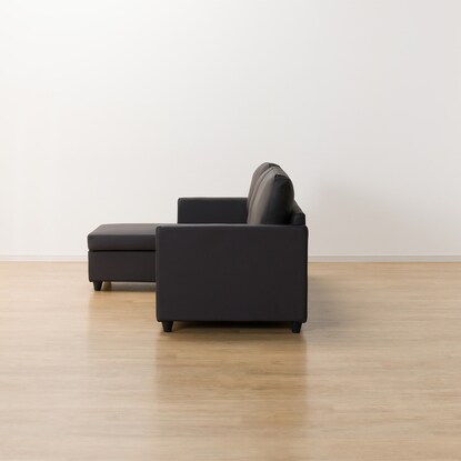 傷･汚れに強い合成皮革 収納付きカウチソファ(ノアーク2 Nシールド DBR) [5]