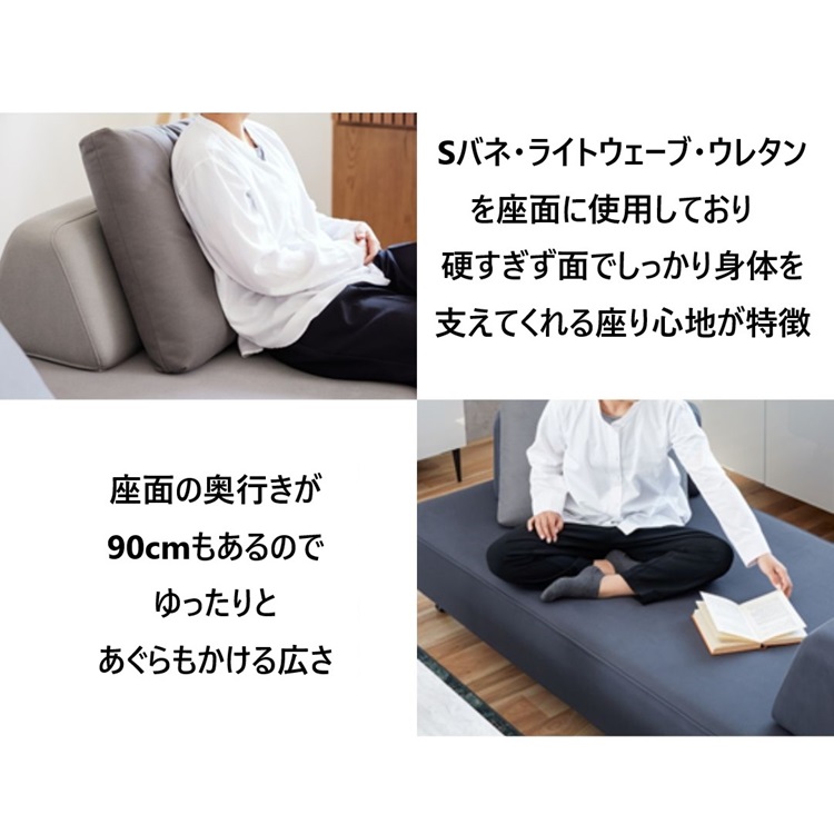 リバティIIソファ 3.0人掛け 幅200cm（大きめサイズ） ダークグレー [3]