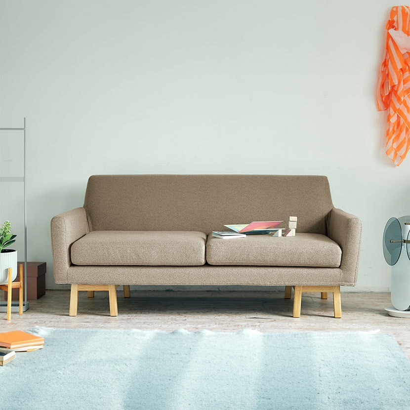 ALLLL(オール) フロート ソファ ワイド 2人掛け 8本脚 浮遊感 脚:アッシュ無垢材 張地:ファブリック ペット対応生地 幅1600×奥行780×高さ710mm [3]