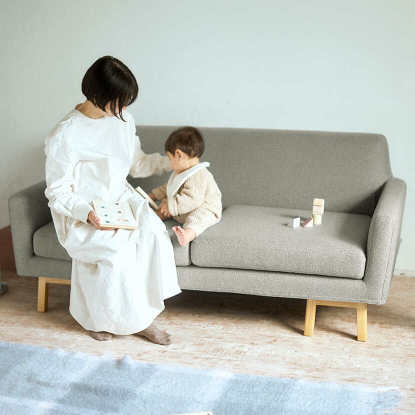 ALLLL(オール) フロート ソファ ワイド 2人掛け 8本脚 浮遊感 脚:アッシュ無垢材 張地:ファブリック ペット対応生地 幅1600×奥行780×高さ710mm [5]