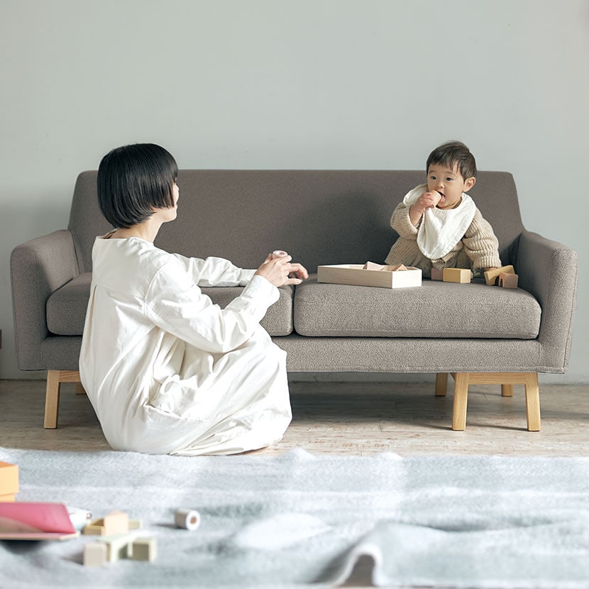 ALLLL(オール) フロート ソファ ワイド 2人掛け 8本脚 浮遊感 脚:アッシュ無垢材 張地:ファブリック ペット対応生地 幅1600×奥行780×高さ710mm [4]