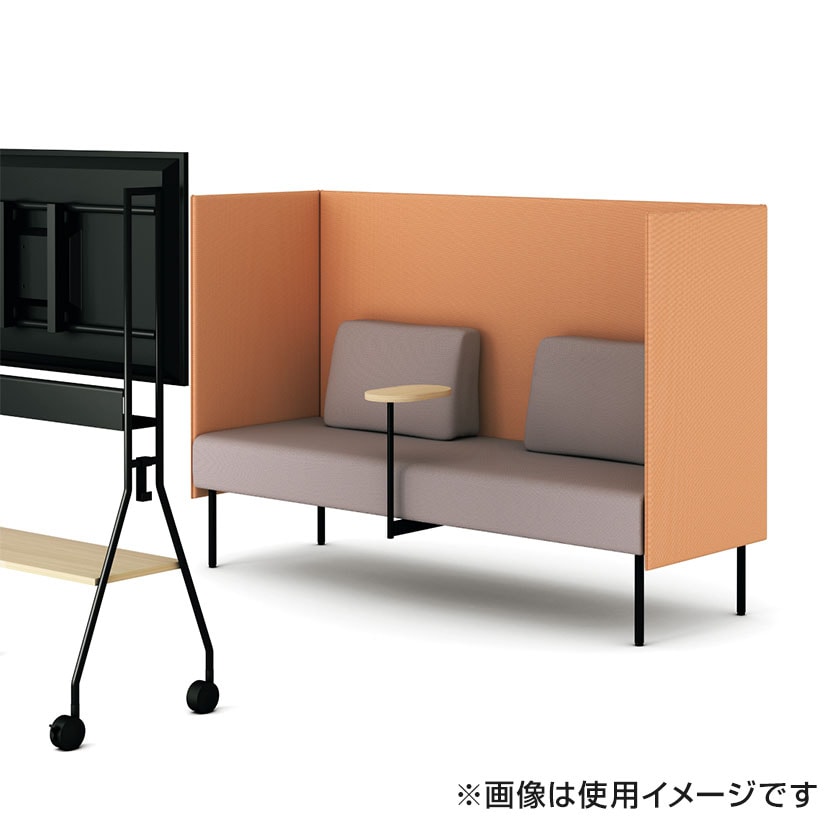 プラス ワークフラン パネルソファ ハイタイプ 2人掛け 背付き サイドパネルなし 布張り 綾織クロス 背座ライトグレー 幅1800×奥行630×高さ1200mm LS-WFS1812S [4]