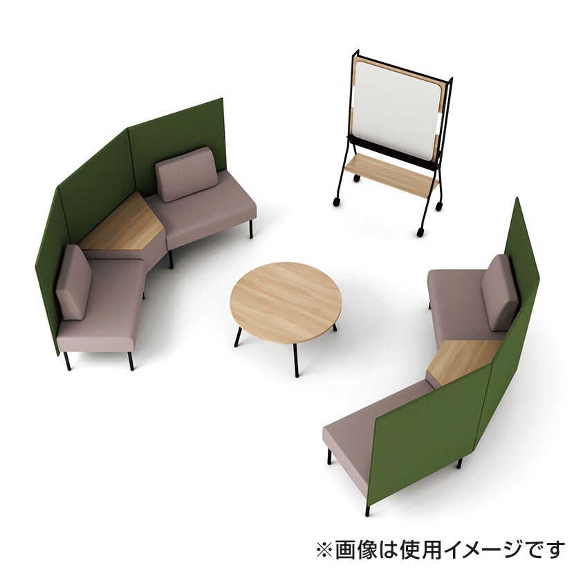 プラス ワークフラン パネルソファ ハイタイプ 1.5人掛け 背付 両サイドパネル 布張り 綾織クロス 背座ライトグレー 幅940×奥行630×高さ1200mm LS-WFS0912PPS [4]