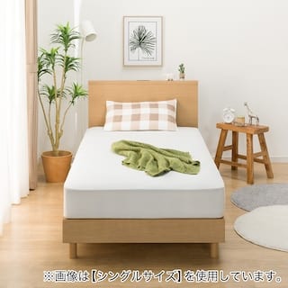 クイーン170 ミニ棚付きベッドフレーム(NS-002 LEG/LOW 床板 LBR)　<N> [3]