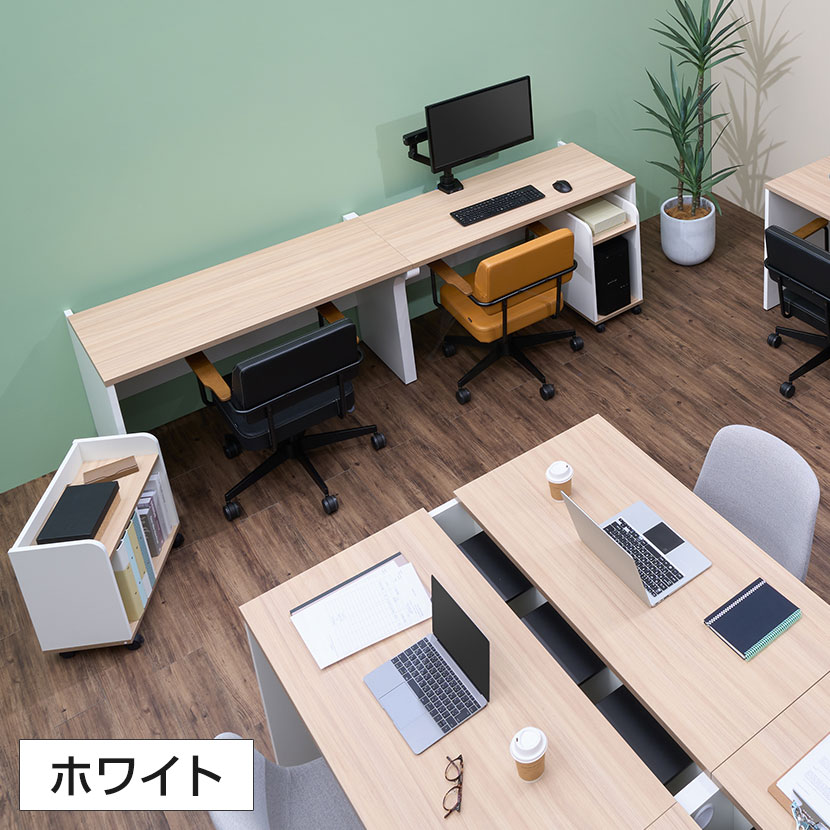 NFシリーズ フリーアドレスデスク 片面タイプ 2人用 幅2400×奥行650×高さ720mm 配線ボックス付き オフィスデスク ミーティングテーブル 会議用テーブル [3]