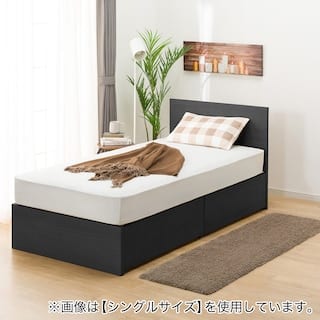 クイーン170 収納付きベッドフレーム(NS-001 深型/すのこ BK)　<N> [2]