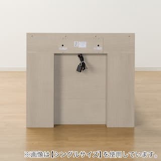 クイーン170 棚・照明・サイド収納付きベッドフレーム(NS-004 深型/すのこ GY)　<N> [5]