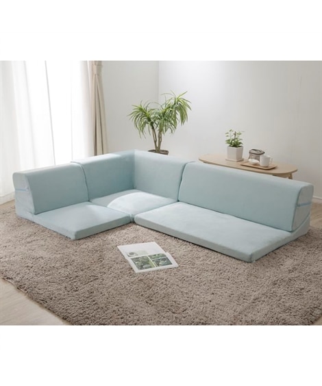 [3人掛け]ローソファ3点セット｜コーナー 起毛タイプ 日本製 [2]