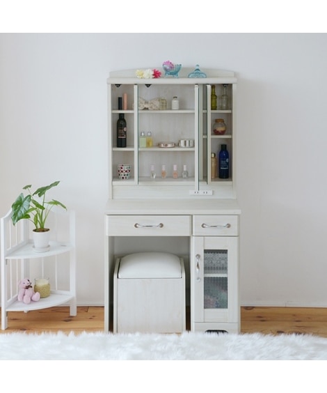 カントリー風スツール付き三面鏡ドレッサー [4]