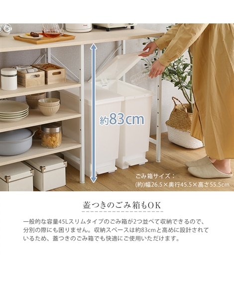 キッチンカウンター｜ダストボックス上ラック 可動棚付き【幅120cm】 [5]