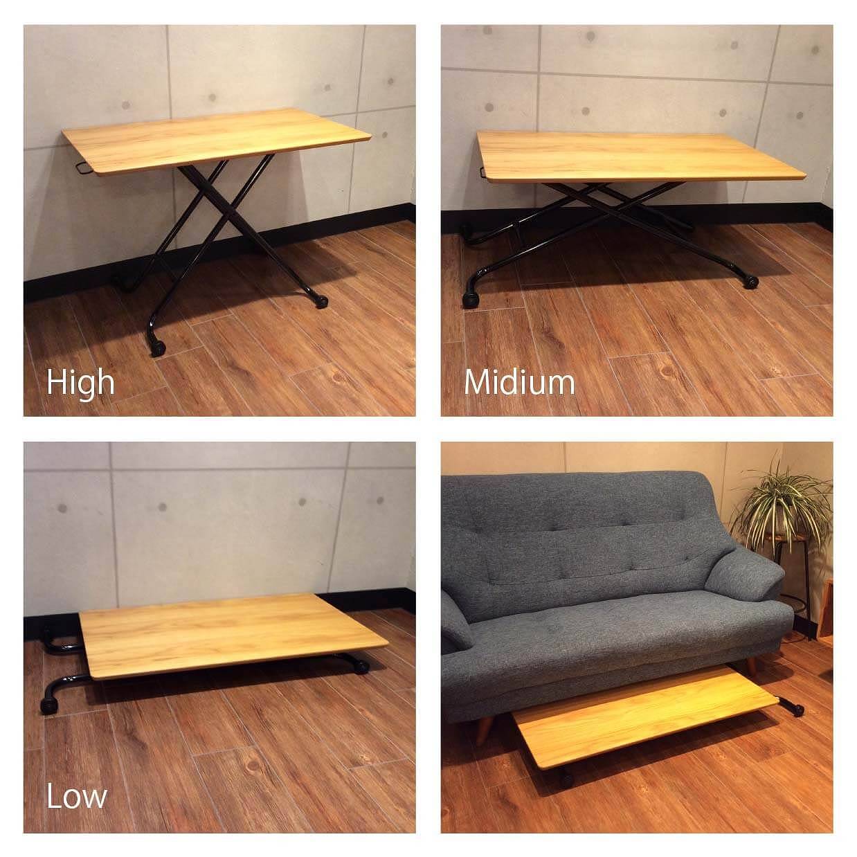 アジャスタブルテーブルBF6420【送料無料】ブラック×オーク [5]