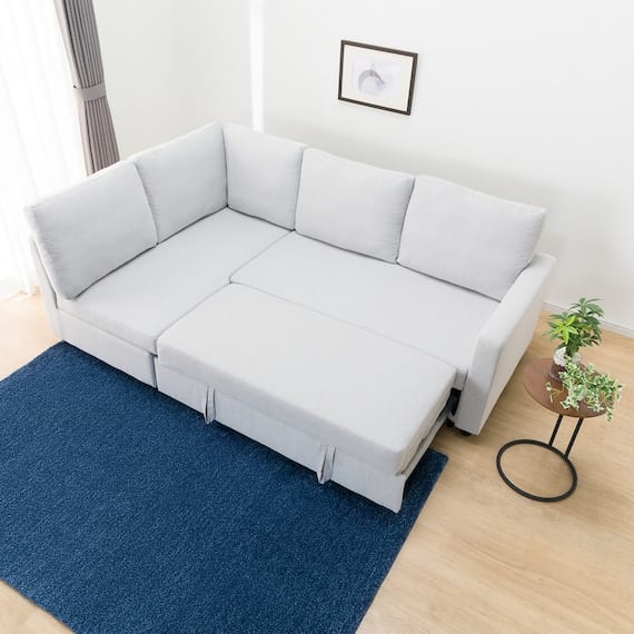 布張り収納付きコーナーソファベッド(ノアーク2 RC GY) <N> [2]