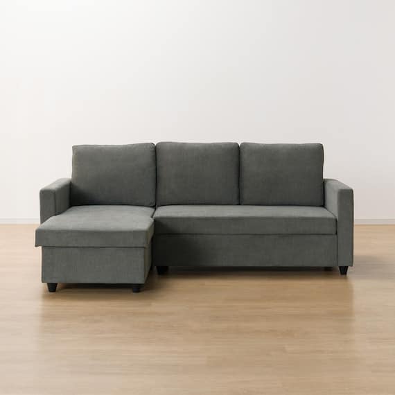 布張り 収納付きカウチソファ(ノアーク2 撥水加工タイプ DGY)　<N> [4]