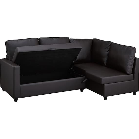 傷･汚れに強い合成皮革 収納付きコーナーソファ(ノアーク2 RC Nシールド DBR)　<N> [5]