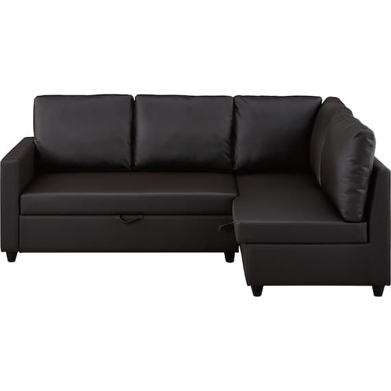 傷･汚れに強い合成皮革 収納付きコーナーソファ(ノアーク2 LC Nシールド DBR)　<N> [2]