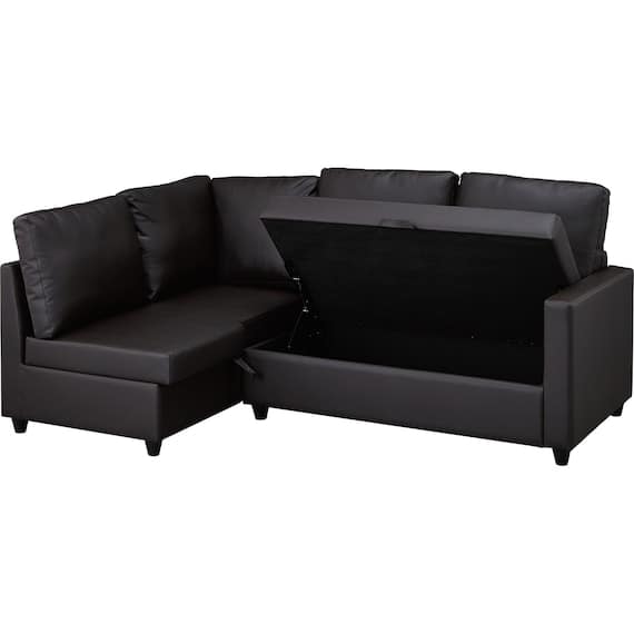 傷･汚れに強い合成皮革 収納付きコーナーソファ(ノアーク2 LC Nシールド DBR)　<N> [5]