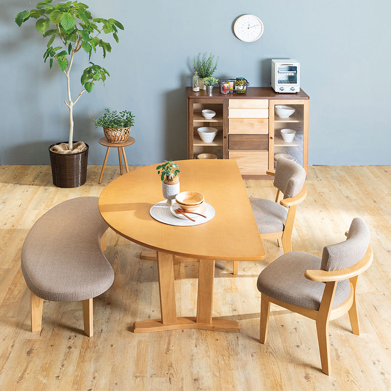 ダイニング4点セット DARTS2 テーブル150半円 + ベンチ + チェア2脚