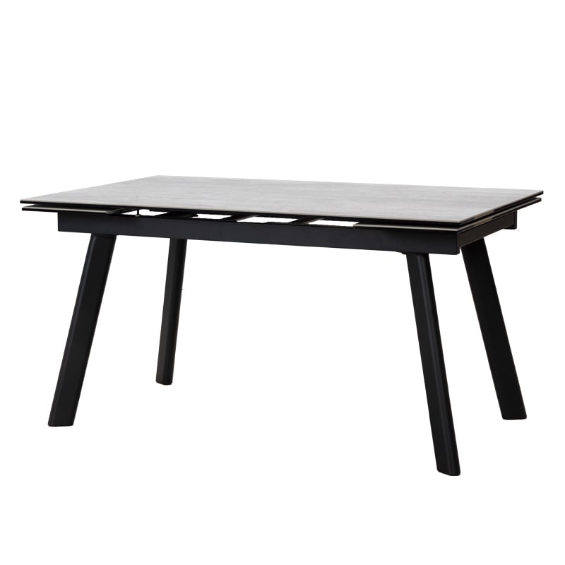 セラミックテーブルセット 伸長テーブル グラスティ140EXT アッシュグレイ + チェア ポアレ固定脚 BK + ベンチ ポアレ 127BC BK【大型商品配送便でのお届け】【要設置注意】 [4]