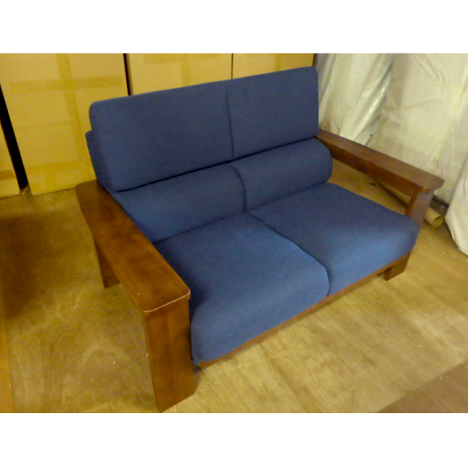 【アウトレット】ソファNC779 2人掛け【送料・開梱設置無料】ブルー/ウォールナット [2]