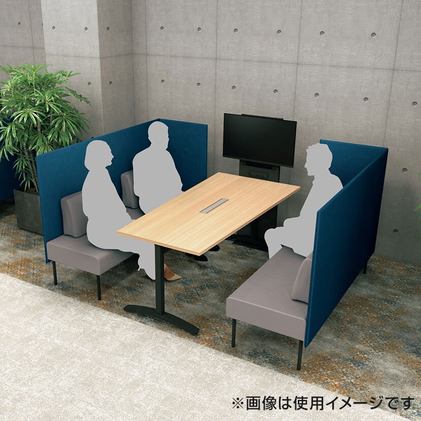 プラス ワークフラン パネルソファ ハイタイプ 2人掛け 背付き サイドパネルなし 布張り 綾織クロス 背座ライトグレー 幅1800×奥行630×高さ1200mm LS-WFS1812S [3]