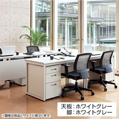 GT-1270 | GTシリーズ ワークテーブル オフィスデスク 平机 事務机 配線穴付き 幕板付き 幅1200×奥行700×高さ700mm [5]