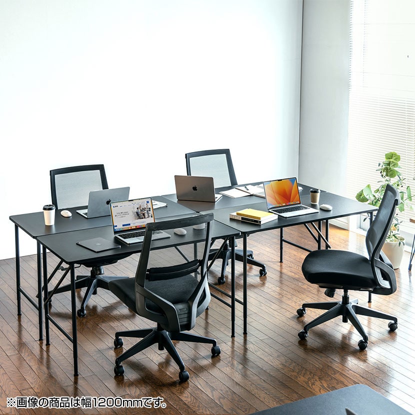 マルチワークデスク 多目的デスク ワークテーブル 足元すっきり 大型ケーブルトレー付属 高さ3段階可変 幅1000×奥行600×高さ700・720・740mm [2]