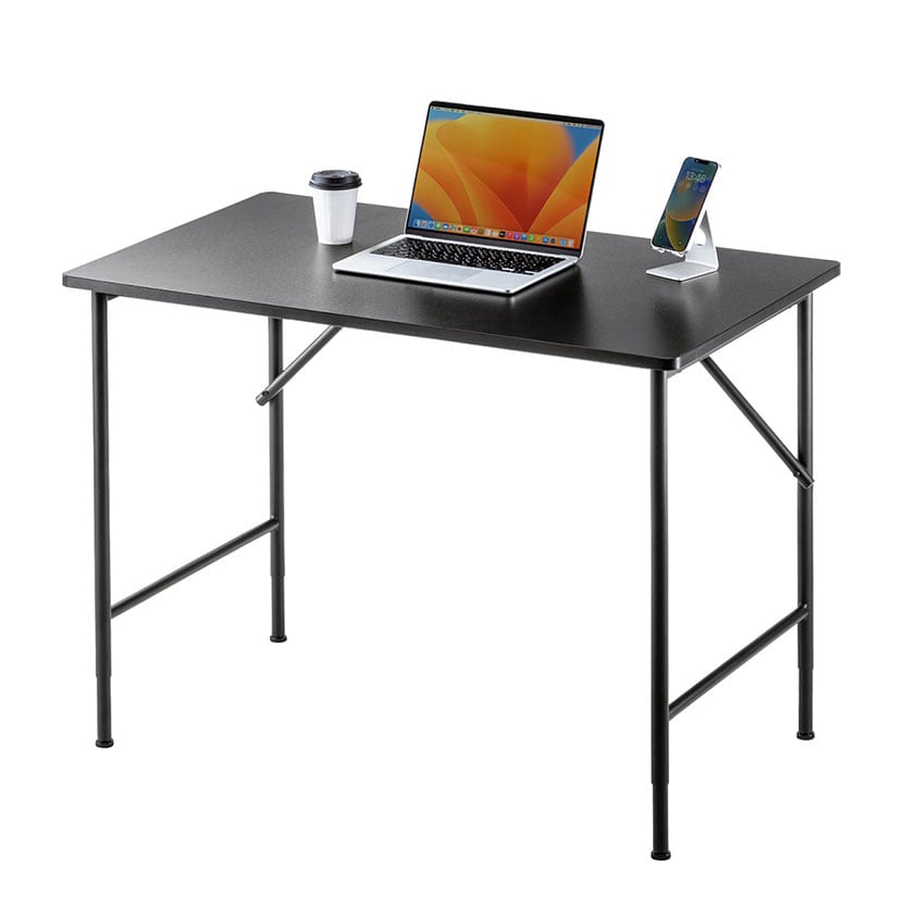 マルチワークデスク 多目的デスク ワークテーブル 足元すっきり 大型ケーブルトレー付属 高さ3段階可変 幅1000×奥行600×高さ700・720・740mm [3]