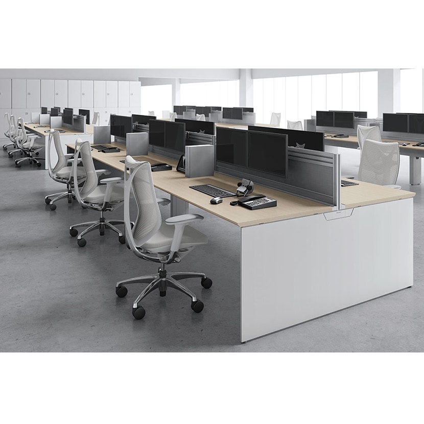 オカムラ プロユニットフリーウェイ フリーアドレスデスク 両面フリースタンディング パネル脚 配線カバー開閉式 幅2000×奥行1200×高さ720mm [5]