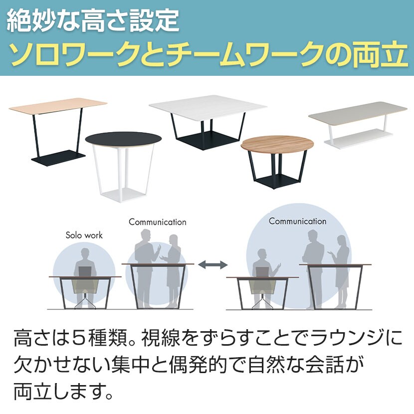 コクヨ リージョン ラウンジテーブル ボックス脚 ミドルテーブル 幅2100×奥行1200×高さ724mm 角形 リノリウム天板 脚ホワイト LT-RG2112MSAAF [5]