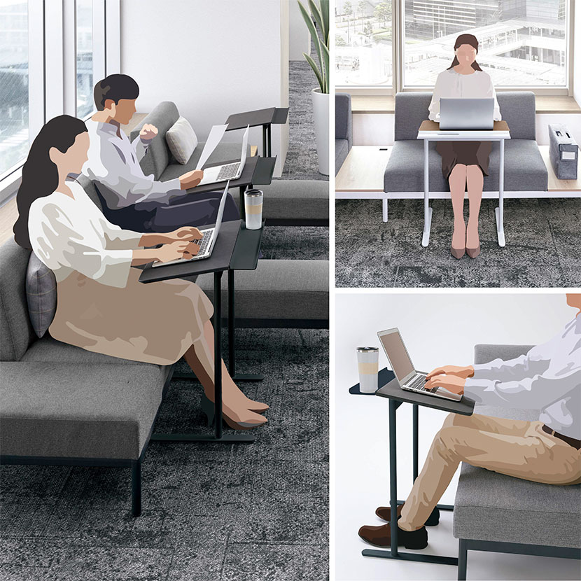 コクヨ ペルソ Preso コンパクトタイプ LT-450SLSAAMWH 1人用テーブル サブテーブル 幅450×奥行388×高さ655mm トレー付き メラミン天板 パーソナルテーブル ソロワーク [4]