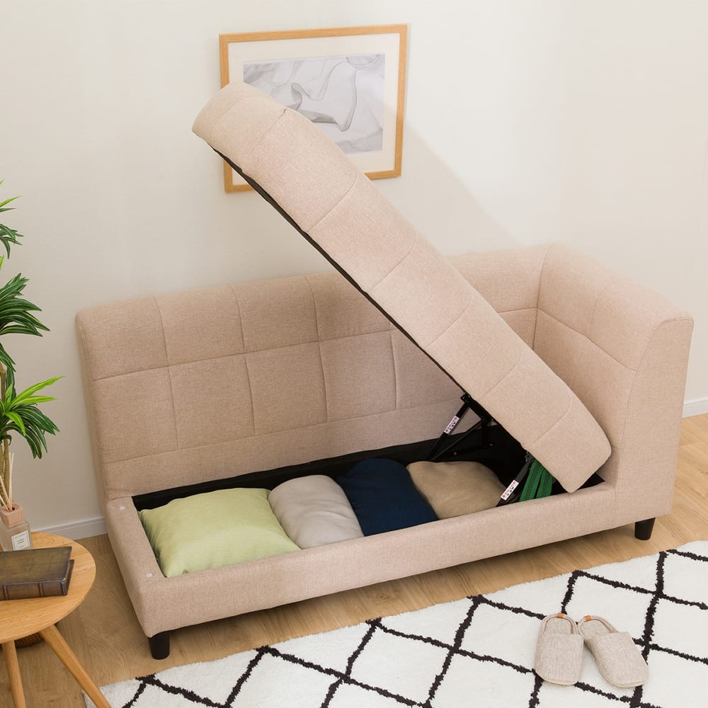 布張り収納付き左肘カウチソファ(ボックス AQ-BE) <N> [5]