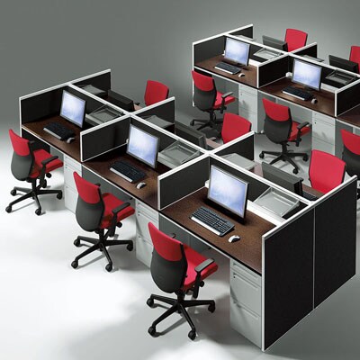 オカムラ アドバンス ADVANCE 標準タイプ 3V0PCE オフィスデスク 両袖机 幅1800×奥行600×高さ720mm 左3段袖+右4段袖 中央引出し付き(A3対応) [5]