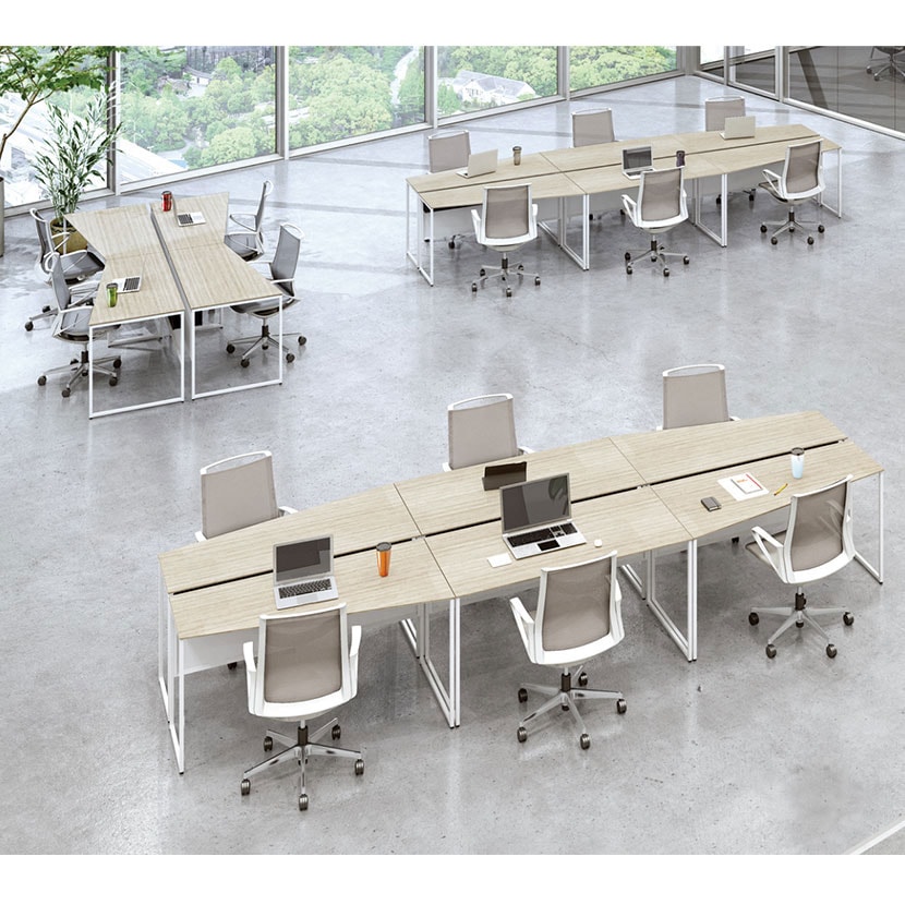 オカムラ ソリスト Soliste スタンダードタイプ 3K25LA オフィスデスク 平机 幅1800×奥行700×高さ720mm 幕板付き 配線ダクト付き メラミン天板 パネル脚(ネオホワイト) 天板(ブラック/プライズウッド) [5]