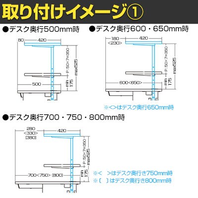 [オプション]eデスク専用 サブテーブル 机上ラック 広々デスクトップ 高さ調節可能 幅1450mm用 [4]