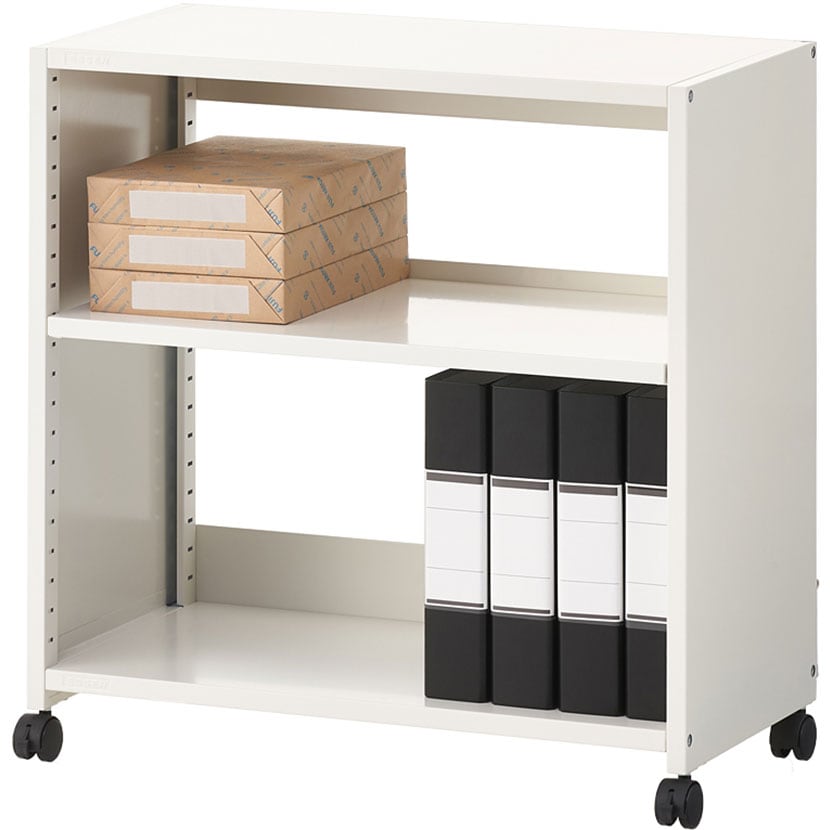 スチールデスクワゴン ワゴン2段 キャスター付き ワゴン 幅700×奥行357×高さ700mm デスク下ワゴン ファイルワゴン サイドワゴン デスクキャビネット [2]