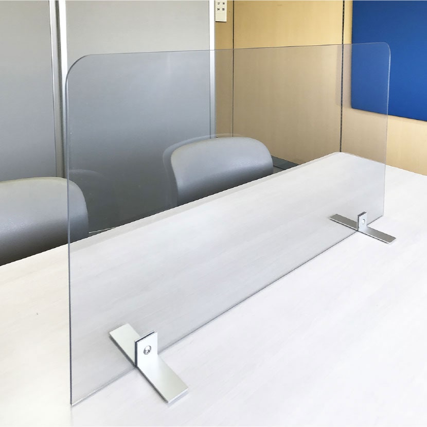 飛沫防止パネル 飛沫防止パーテーション 透明 塩化ビニールパネル 3mm厚 パーテーション デスク 衝立 卓上 幅600×奥行163×高さ490mm [2]