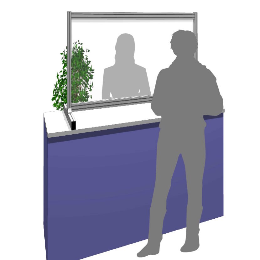 飛沫防止パネル 飛沫防止パーテーション 透明 アルミフレームタイプ 3mm厚 ハイタイプ パーテーション デスク 衝立 幅1500×奥行450×高さ850mm [2]