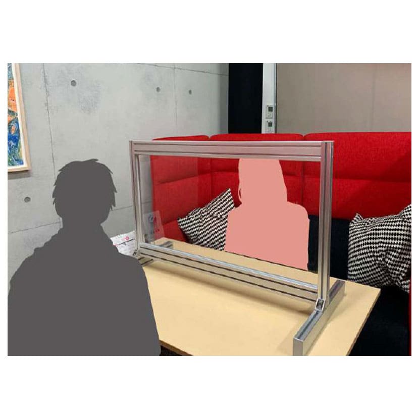 飛沫防止パネル 飛沫防止パーテーション 透明 アルミフレームタイプ 3mm厚 ハイタイプ パーテーション デスク 衝立 幅1500×奥行450×高さ850mm [4]