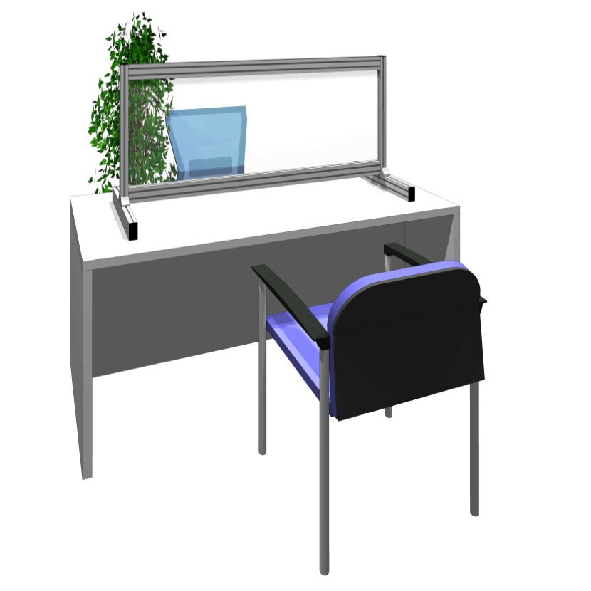 飛沫防止パネル 飛沫防止パーテーション 透明 アルミフレームタイプ 3mm厚 ロータイプ パーテーション デスク 衝立 幅1200×奥行450×高さ600mm [2]