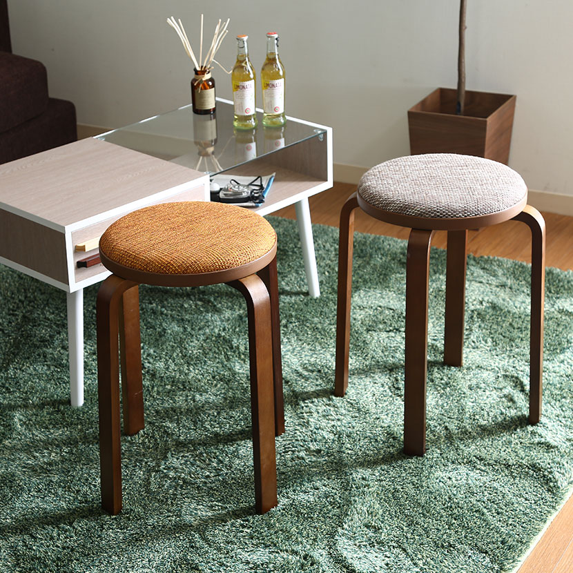 KDファブリック曲木スタッキングスツール デザインチェア・スツール 脚部:合板 張地:ポリプロピレン [4]