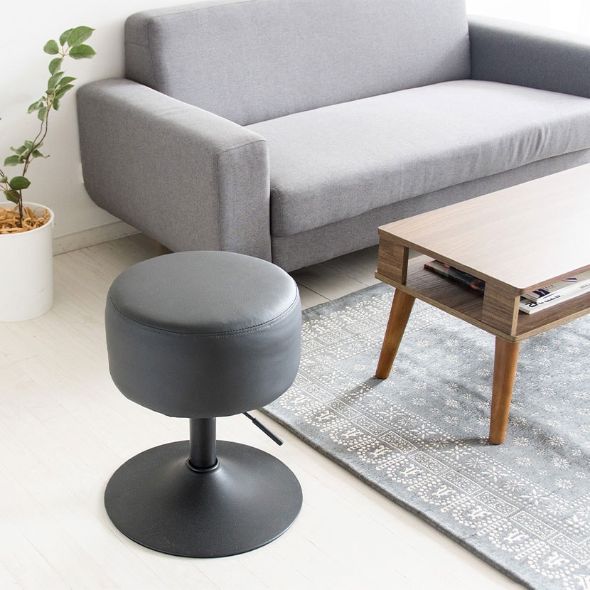 昇降スツール Posta(ポスタ) 360度回転座面 PUレザー ウレタン座面 幅385×奥行385×高さ450～530mm [5]