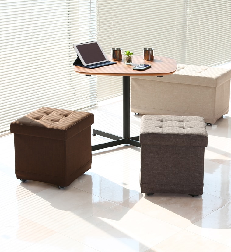 ベルク フォールディングベンチ 収納スツール キャスター付き フタ付き 長方形 収納ボックス 幅760×奥行380×高さ395mm [3]