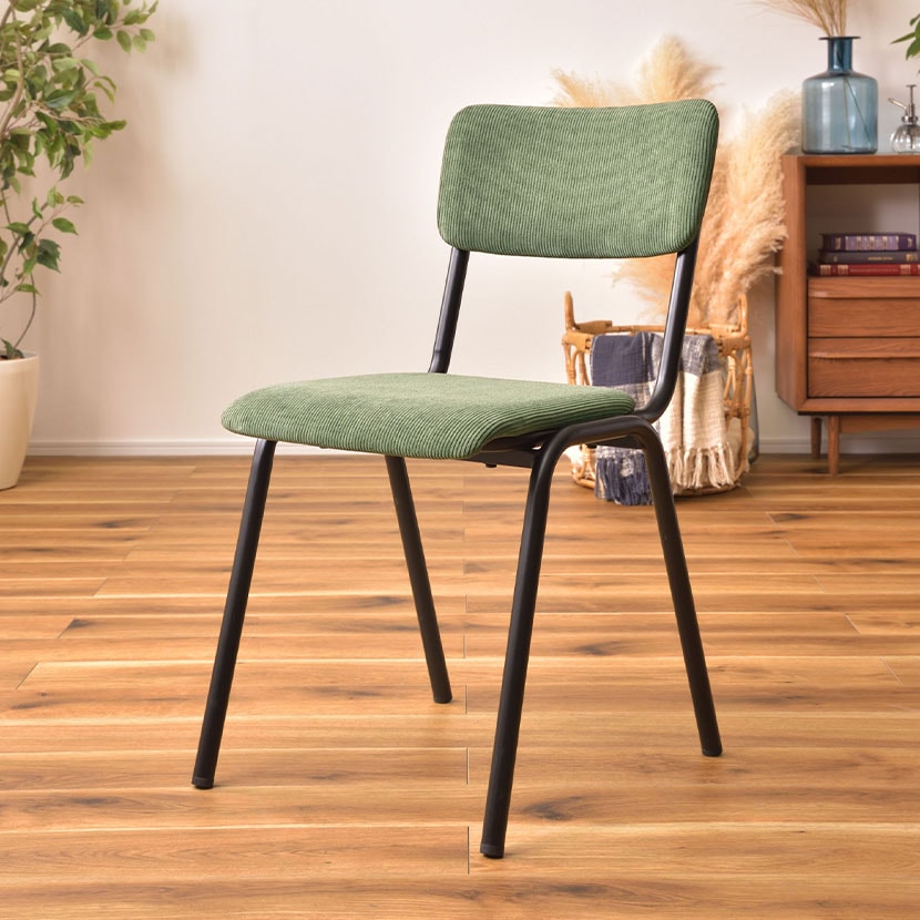 ダイニングチェア スチール コーデュロイ 肘なし シンプル いす 椅子 チェア 食卓椅子 おしゃれ シンプル リビング ナチュラル 北欧 ブルックリンスタイル 幅440×奥行550×高さ820mm [2]