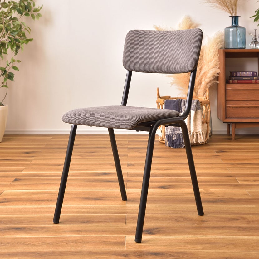 ダイニングチェア スチール コーデュロイ 肘なし シンプル いす 椅子 チェア 食卓椅子 おしゃれ シンプル リビング ナチュラル 北欧 ブルックリンスタイル 幅440×奥行550×高さ820mm [3]