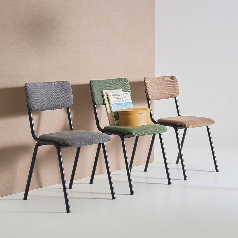 ダイニングチェア スチール コーデュロイ 肘なし シンプル いす 椅子 チェア 食卓椅子 おしゃれ シンプル リビング ナチュラル 北欧 ブルックリンスタイル 幅440×奥行550×高さ820mm [5]