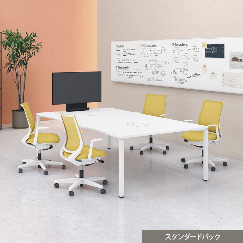 コクヨ ミトラ2 Mitra2 スタンダードバック C04-B192MW オフィスチェア L字肘(固定肘) 樹脂脚 ナイロンキャスター ランバーサポート付き 背メッシュ 座面布張り 本体ブラック [4]