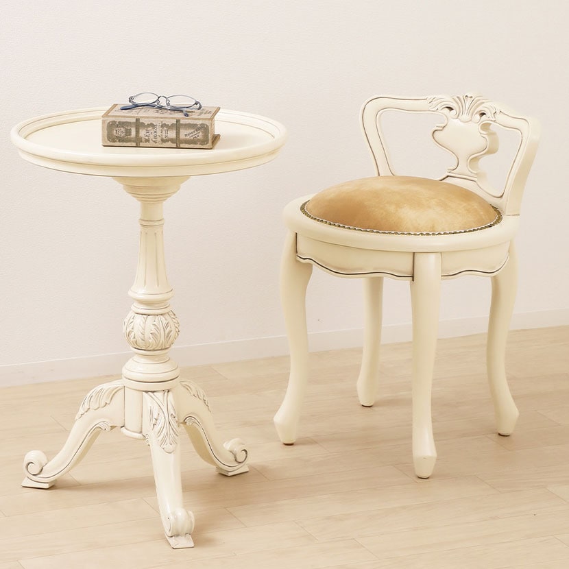 VASA ヴァーサ ラウンドチェア  チェア 座面回転 座面クッション アンティーク調 猫脚 手彫り 高級木材 マホガニー [3]