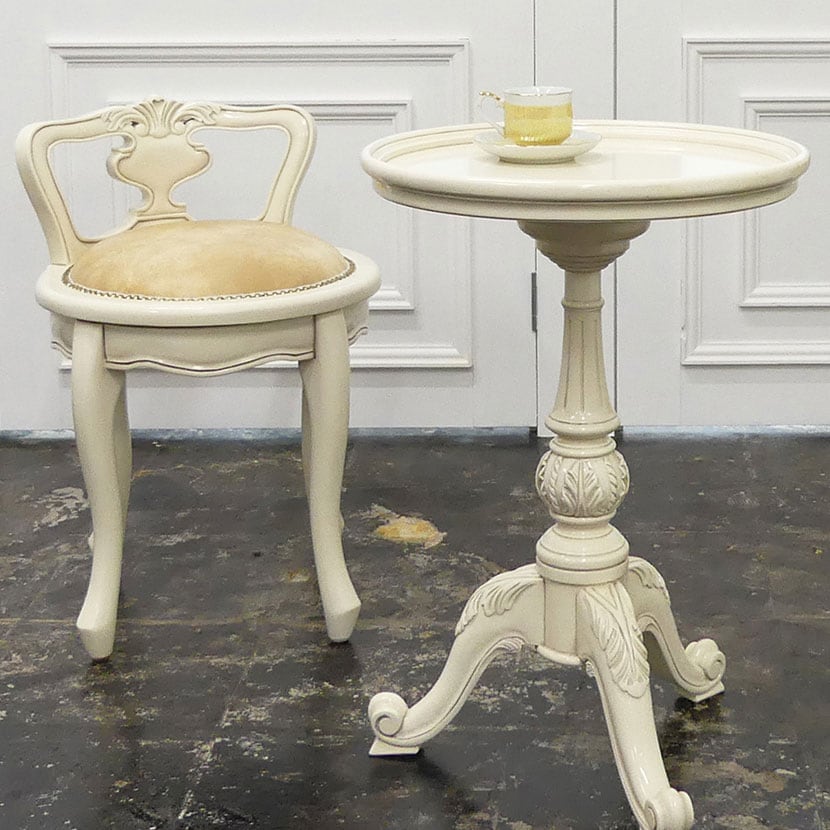 VASA ヴァーサ ラウンドチェア  チェア 座面回転 座面クッション アンティーク調 猫脚 手彫り 高級木材 マホガニー [4]