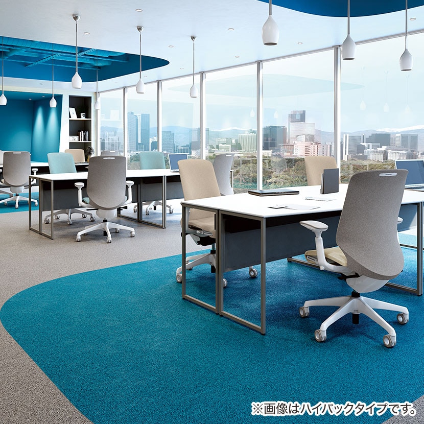 オカムラ スフィア Spher CT1AAC オフィスチェア 肘なし ハイバック 樹脂脚 ナイロンキャスター 座面奥行き調節あり 布張り(インターロック) ホワイトボディ [3]