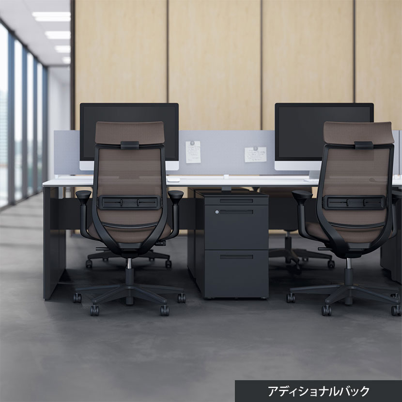 コクヨ ミトラ2 Mitra2 アディショナルバック C04-B390CW オフィスチェア L字肘(固定肘) 樹脂脚 ナイロンキャスター 布張り 本体ブラック [5]